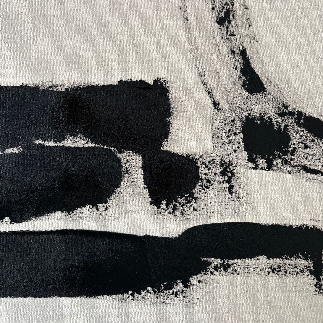 Close-up of acrylic paint on raw unprimed canvas showing texture and character created with a DIY canvas art kit.